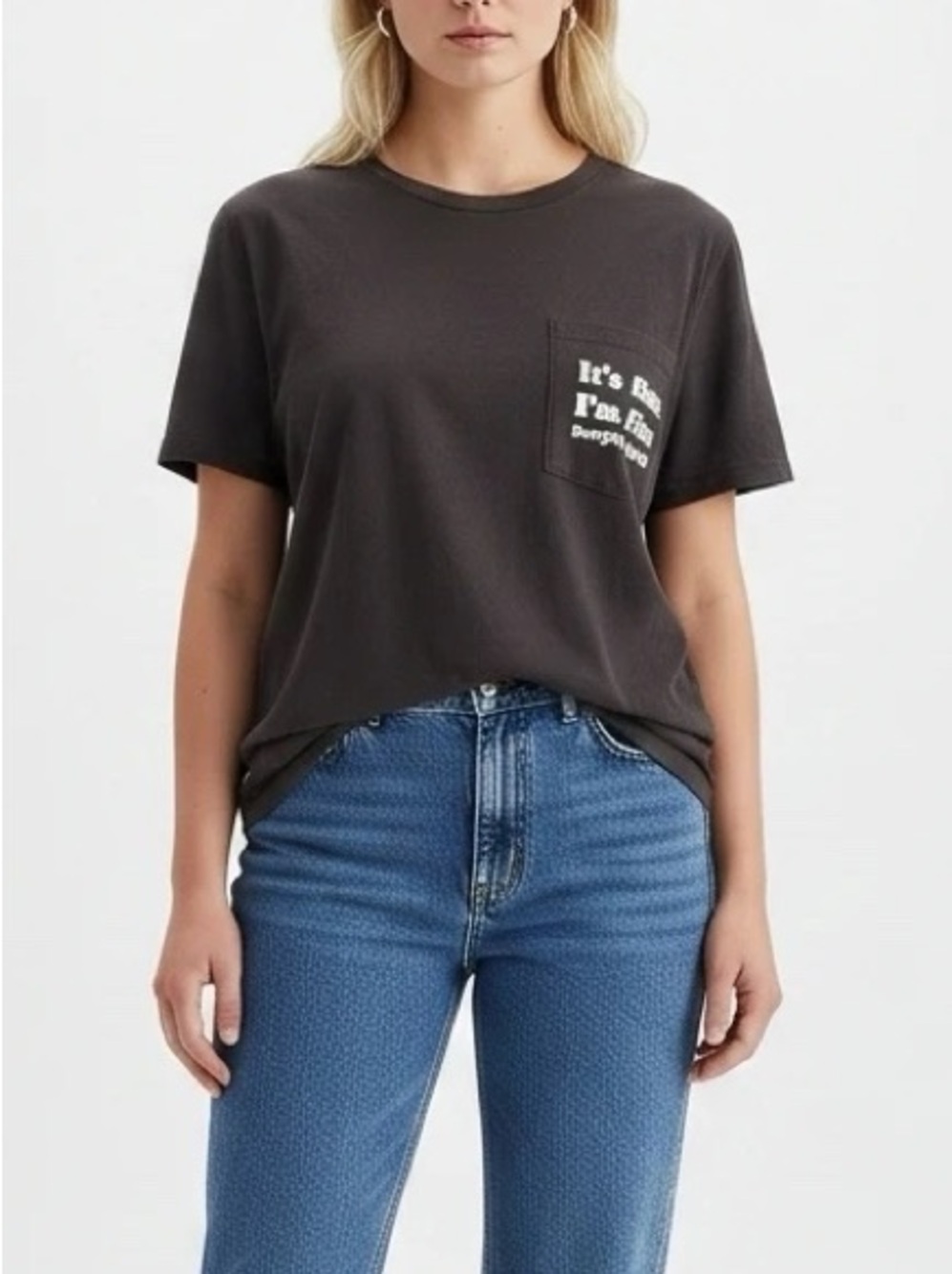 Sheshow Women's Brown It's Fine I'm Fine Graphic T-Shirt